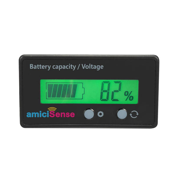 amiciSense 8~70V Battery Capacity Indicator for Lead Acid Battery, Check Battery Voltage and Charge Percentage of E-Rickshaw & E-Bikes, Green