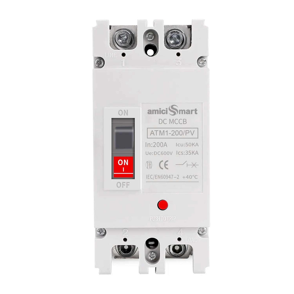 amiciSmart 600VDC Circuit Breaker, Photovoltaic Overload Protection Switch Ideal for Solar, Wind, and Hydropower Systems