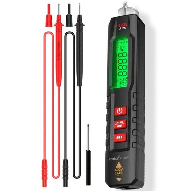 amiciSense AC/DC Digital Multimeter, 4000 Count TRMS Tester Pen with Resistance Capacitance Frequency and NCV Test