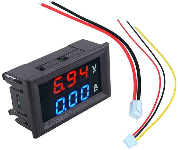 amiciSense DC 100V 10A Voltmeter Ammeter ? Dual Color Voltage & Current Tester for Precise Monitoring