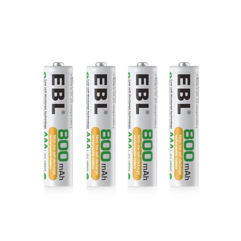 EBL Rechargeable AAA Battery, Ni-MH 800mAh 1.2V Pack of 4