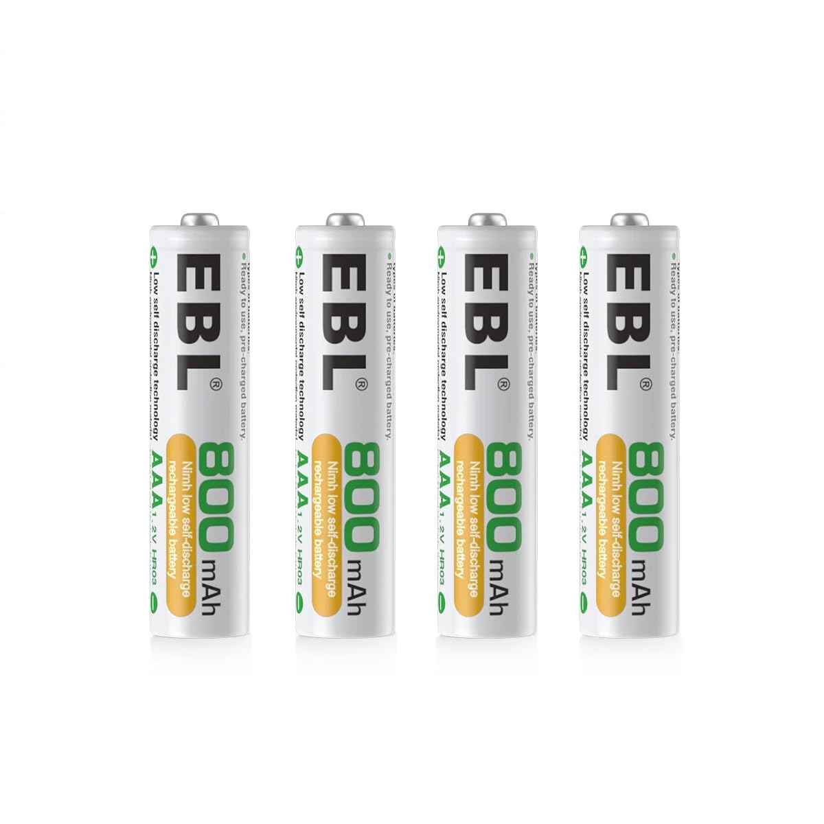 EBL Rechargeable AAA Battery, Ni-MH 800mAh 1.2V Pack of 4