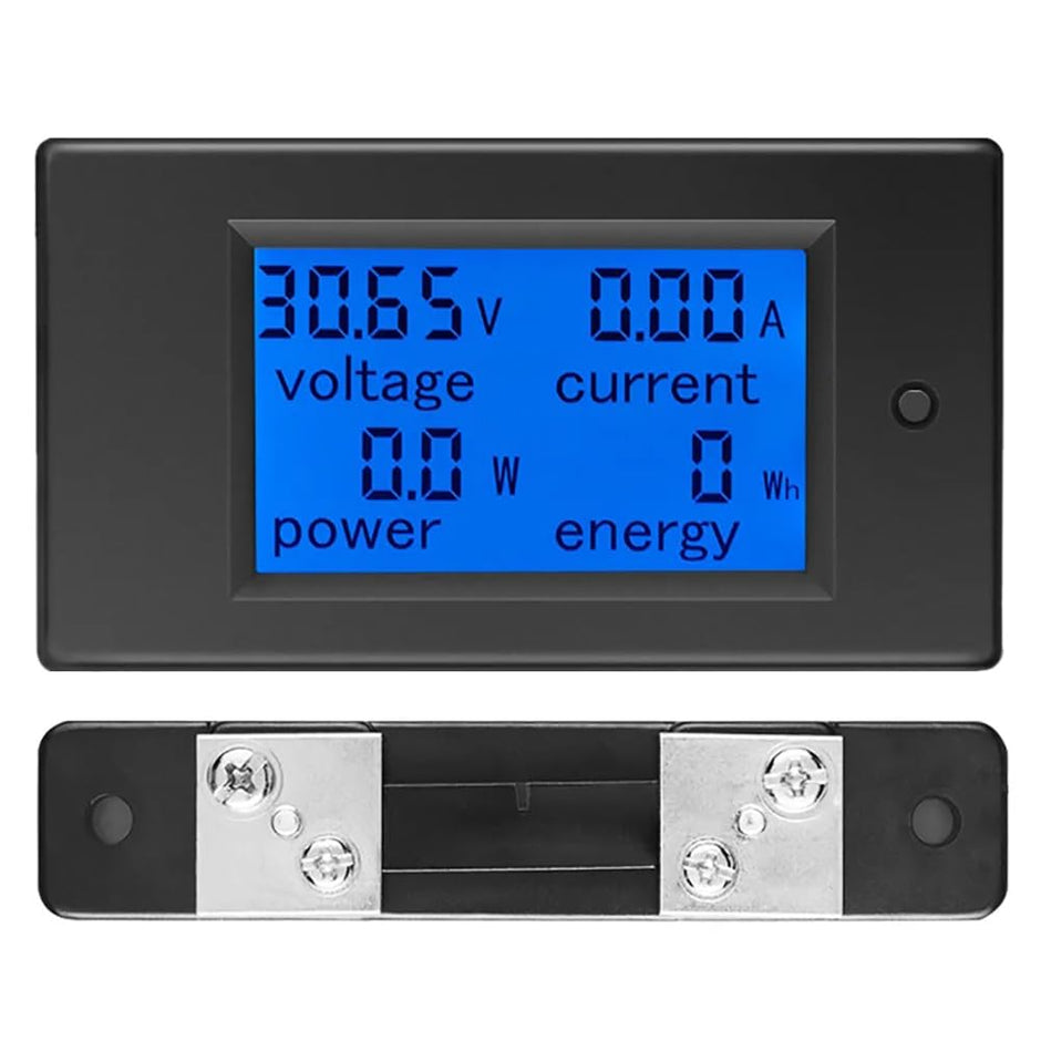 amiciSense DC Energy Meter 4 in 1, 6.5V-100V 50A (5kW) Power Meter Digital Display with Blue Back Light