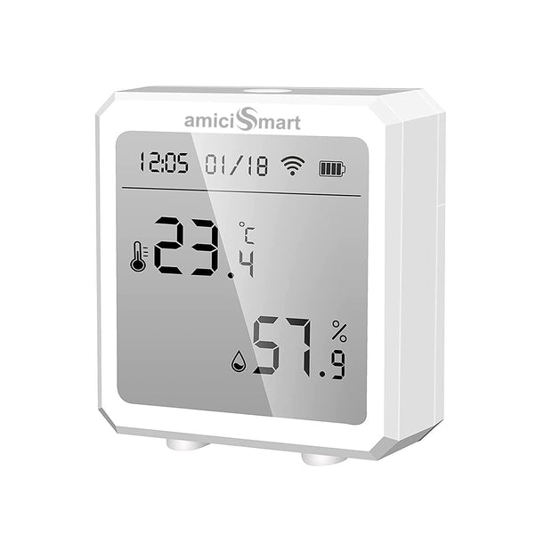 amiciSmart WiFi Temperature Humidity Monitor, Thermometer Hygrometer Sensor with App Control and Built-In Alarm