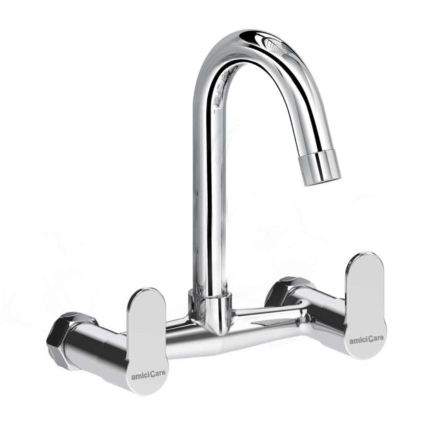 amiciCare 100% Pure Brass Sink Mixer Tap – Corrosion-Resistant Dual-Handle Hot & Cold Water Mixer