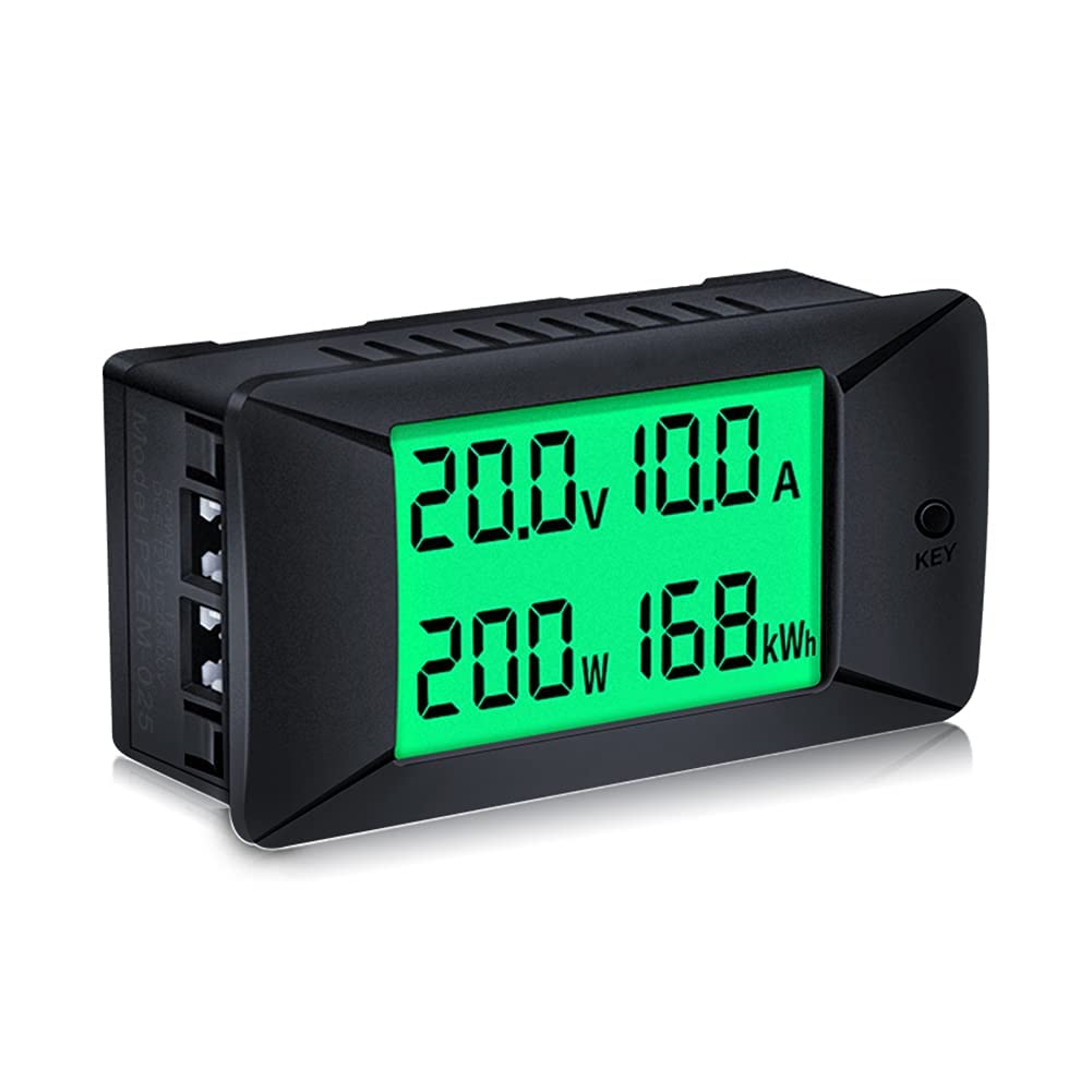 amiciSense DC Energy Meter, 300A Bi-direction Power Meter with Built-In Shunt, Voltage Current Power and Energy Monitoring