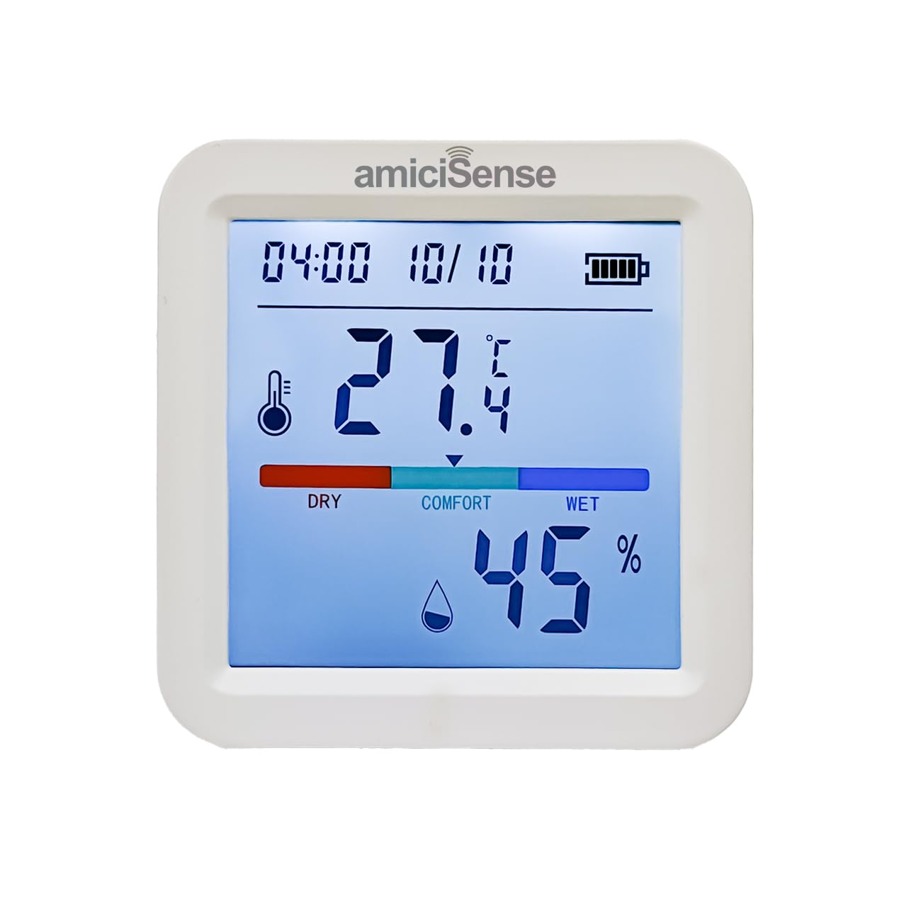 amiciSense WiFi Temperature Humidity Sensor, Thermometer Hygrometer with Data Export Feature Compatible with SmartLife App