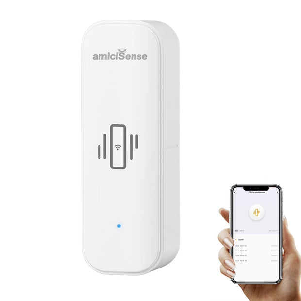 amiciSense WiFi Vibration Sensor, Real-Time Notification Alerts with Intelligent Linkage and Adjustable Sensitivity, SmartLife App Compatible