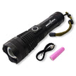 amiciVision Rechargeable Flashlight With Zoom Function- Led Metal Torch With 5 Lighting Modes For Camping, Hiking And Emergency Situations, 800 Lumen