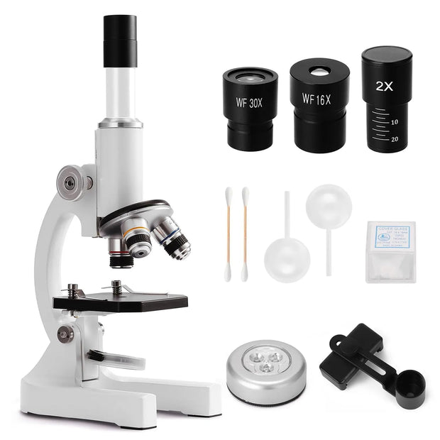 amiciVision Laboratory Microscope, 2400X Monocular Optical Microscope with Multiple Objective Lenses