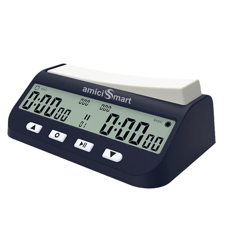 amiciSmart Professional Chess Clock Timer with 5 Modes: Basic, Bonus, DELAY, BYO-YOMI, Count-UP