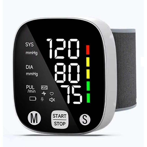 amiciCare Wrist Blood Pressure Monitor, Type-C Rechargeable BP Machine Stores 99 * 2 Readings for 2 Users with Color Indicators and Voice Broadcast