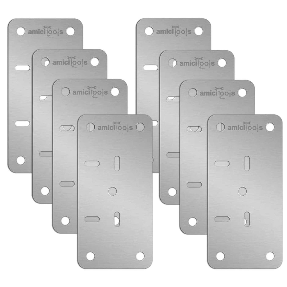 amiciTools Hinge Repair Plate | Stainless Steel (SS202) Door Hinge Reinforcement | Fix Loose Cabinet Hinges | 8 Pcs of Hinge Base Repair Plate with Screws