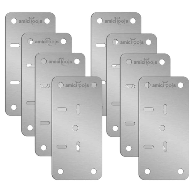 amiciTools Hinge Repair Plate | Stainless Steel (SS202) Door Hinge Reinforcement | Fix Loose Cabinet Hinges | 8 Pcs of Hinge Base Repair Plate with Screws