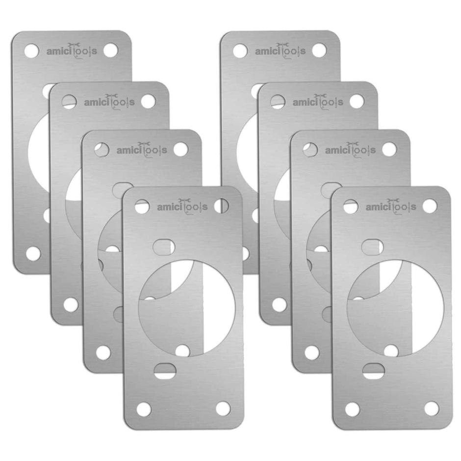 amiciTools Hinge Repair Plate | Stainless Steel (SS202) Door Hinge Reinforcement | Fix Loose Cabinet Hinges | 8 Pcs of Hinge Cup Repair Plate with Screws