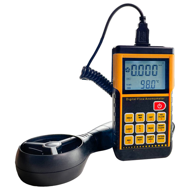 amiciSense Digital Anemometer, Split-Type Wind Speed Meter with Max/Min/Avg and Data Record Function