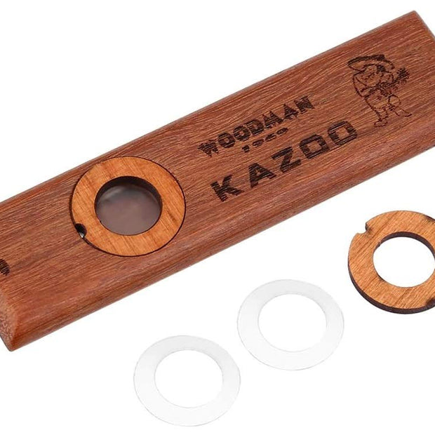 amiciSound Kazoo Wooden Musical Wind Instrument Wood Harmonica for Music Lovers with Metal Carrying Case