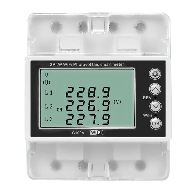 amiciSmart 3-Phase WiFi Energy Meter, Bi-Directional 100A Power Meter, 22KW with Voltage/Current Imbalance Protection, Over/Under Voltage & Current Protection, 220VAC