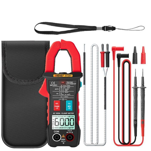 amiciSense ST207 Digital Bluetooth Clamp Meter, 600V DC/AC Voltage Test TRMS Multimeter with 6000 Counts NCV Resistance Capacitance Frequency Test (600A)