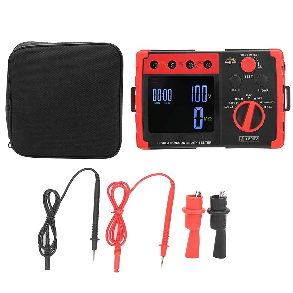 amiciSense Megohmmeter, Digital Insulation Resistance Tester with AC/DC Voltage Test and Large LCD Display