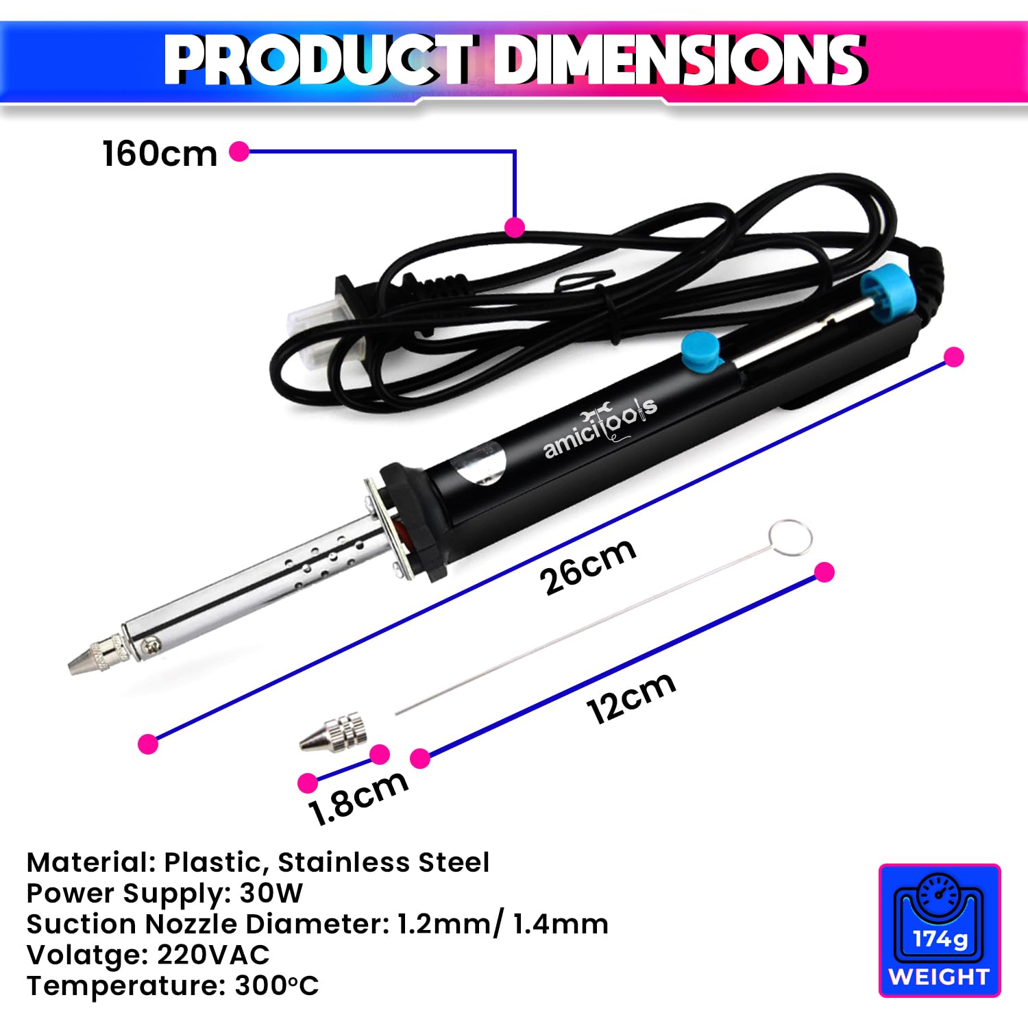 amiciTools 2-in-1 Desoldering Pen