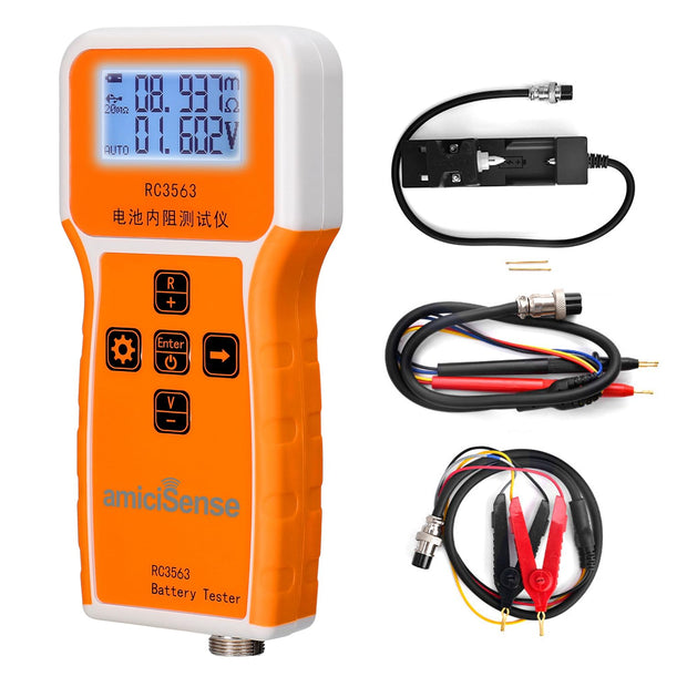 amiciSense Battery Internal Resistance Tester, 4-Wire Battery Voltage and Resistance Test for Lead Lithium Nickel Chrome Battery (100V, 200?)