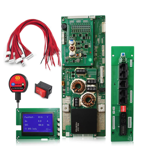 amiciSolar Home Energy Storage System DALY ESS BMS 16S 48/51.2V Lithium Battery Pack | 150A with 1A Active Balancer | LCD & Bluetooth with Parallel Interface Board