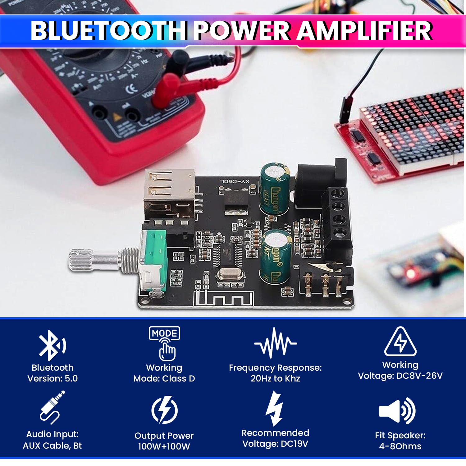 amiciSound Mini Wireless Amplifier Bluetooth 5.0