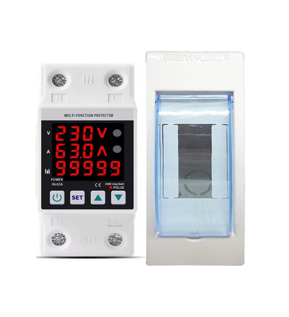 amiciSmart 63A 230V Digital Energy Meter with Over/Under Voltage, Over Current/Load Protection