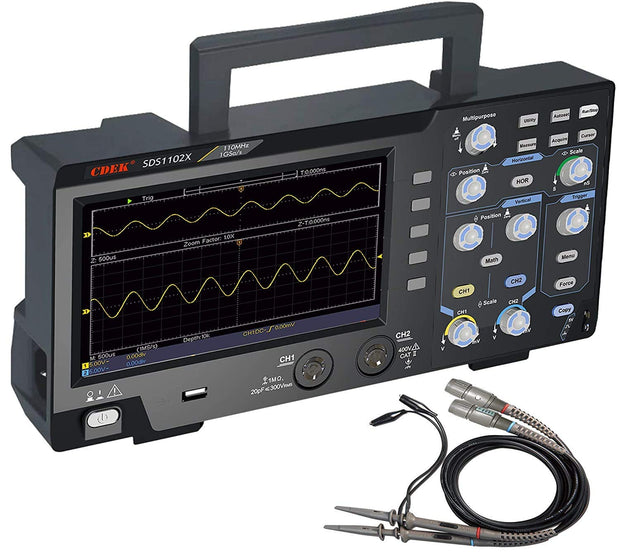 amiciSense 2 Channel Oscilloscope 110MHz Bandwidth 1GS Sampling Rate 7” LCD Display