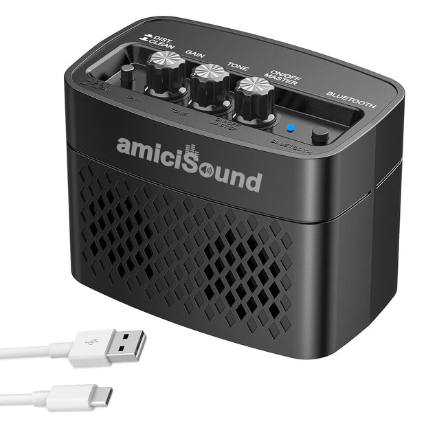 amiciSound Mini Portable 5W Guitar Amplifier Speaker with USB Cable to Recharge