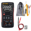 amiciSense True-RMS Digital Multimeter Button 9999 Counts With Analog Bar Graph AC/DC with 2 x AA Batteries, Battery Powered