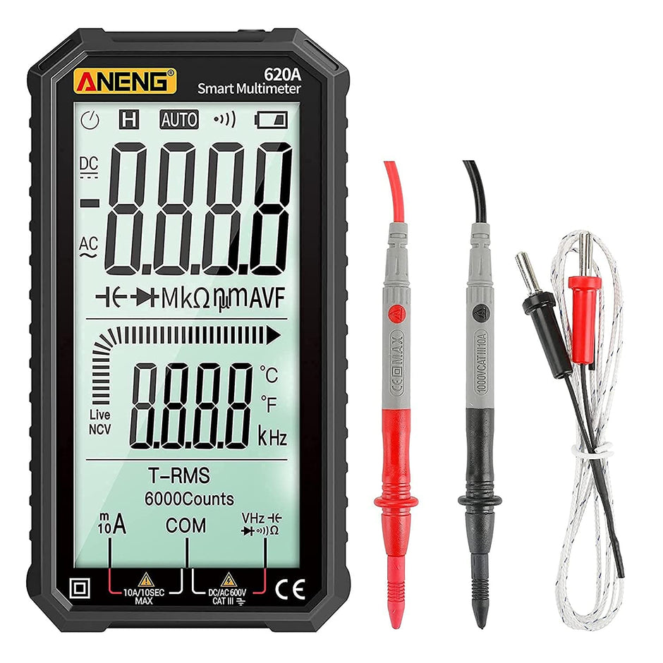 amiciSense AC/DC Digital Multimeter 6000 TRMS Voltmeter Ammeter Resistance Capacitance Frequency Tester with Non-Contact NCV Test and 2xAAA Battery